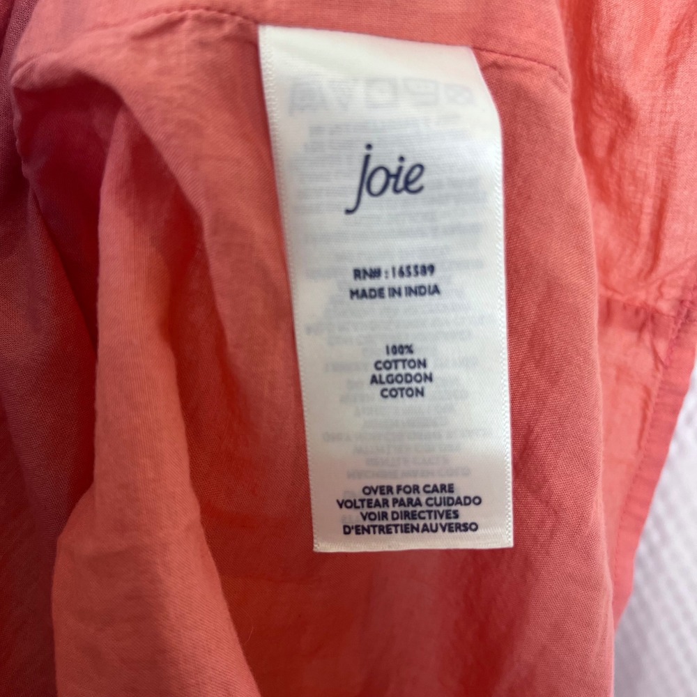 Joie Red Pink Abstract Print Tiered 100% Cotton Lined Maxi Dress Size L (D757) - Picture 8 of 9